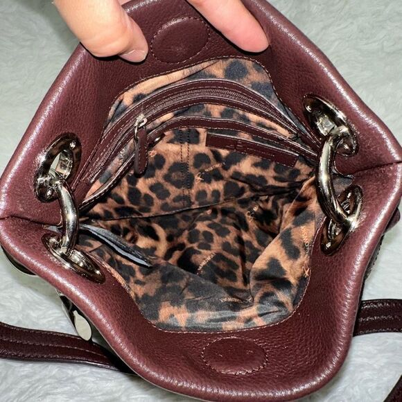 B Makowsky Pebbled Leather Messenger Medium Dark Brown Shoulder/ Crossbody Bag - Picture 5 of 6